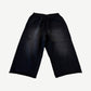 Happy Memories Don't Die HMDD black Levee sweat shorts rear view with sun-faded panels and single back pocket