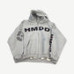 Happy Memories Don't Die HMDD heather gray full-zip hoodie with rhinestone embellished black chest logo and sleeves