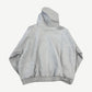 HMDD gray Chimstone zipup hoodie back view in heather gray fleece with oversized fit and ribbed hem