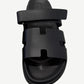 Hermes Chypre sandal single top view with H-cutout vamp strap, adjustable rear strap and molded leather footbed.