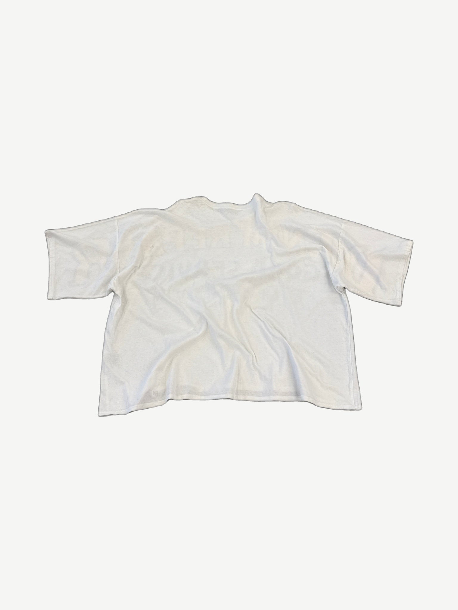 Kapital white oversized tee back view, plain blank cotton showing wide boxy fit and dropped shoulders