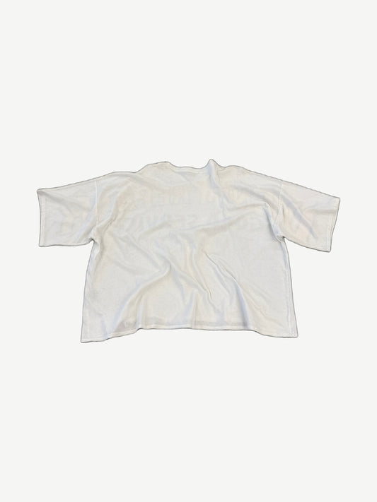 Kapital white oversized tee back view, plain blank cotton showing wide boxy fit and dropped shoulders