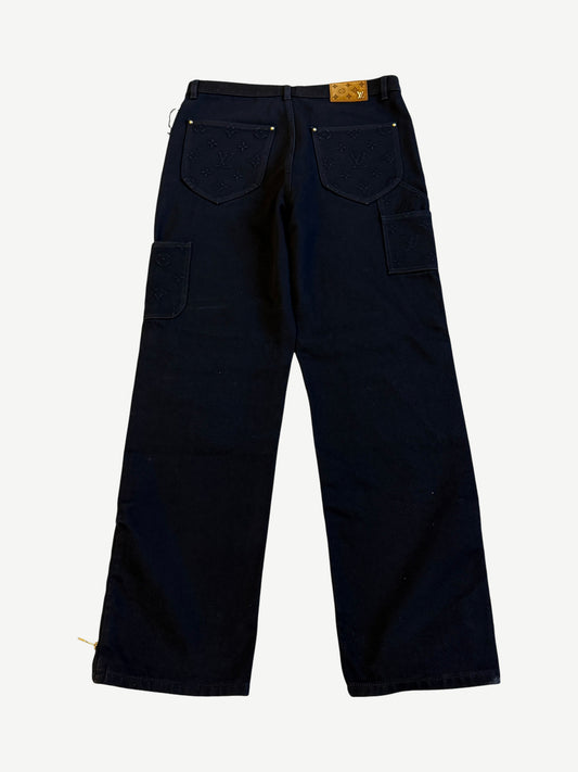 Louis Vuitton Black Monogram Double Knee Carpenter Pants