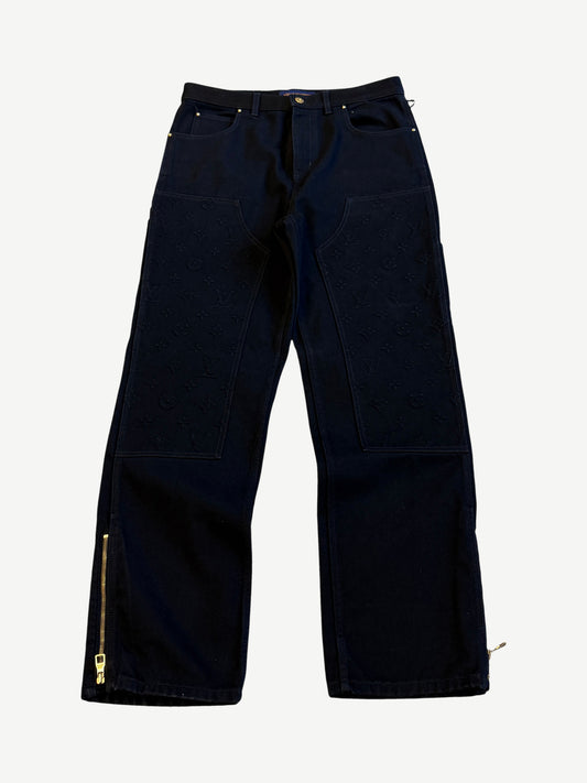 Louis Vuitton Black Monogram Double Knee Carpenter Pants