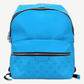 Louis Vuitton Discovery backpack in bright blue Taigarama leather with embossed monogram pattern, front view