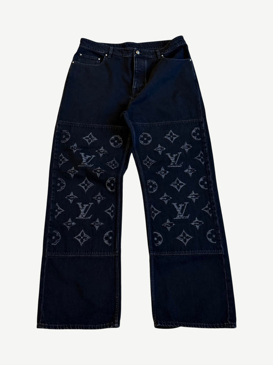 Louis Vuitton Monogram Black Destroy Denim Pants