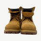 Louis Vuitton Timberland wheat monogram ankle boot back view with embossed LV nubuck and lugged outsole