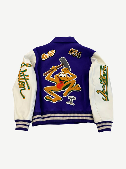 Louis Vuitton Virgil Abloh Fig Multi Patches Leather Varsity Jacket