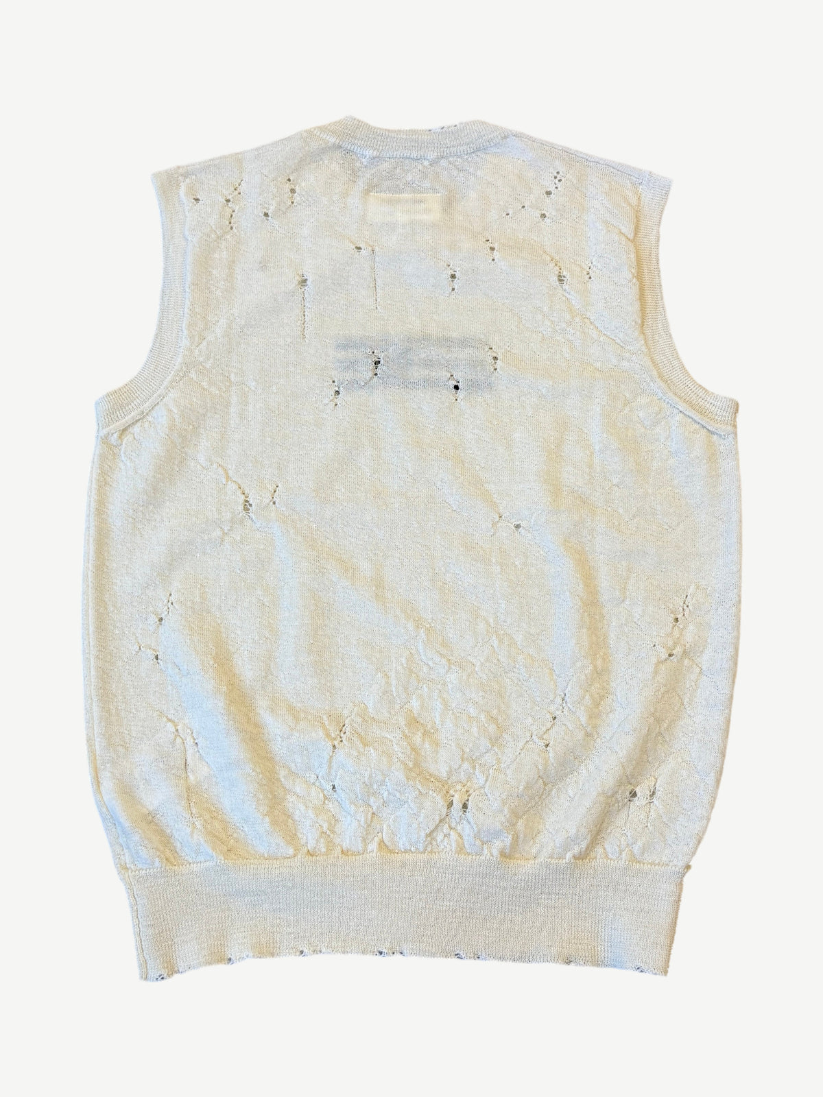 Maison Margiela MM6 Off White Distressed Knit Cutoff Vest