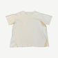 Maison Margiela stamp logo tee back view, blank cream cotton panel with signature white tag stitch