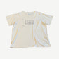 Maison Margiela stamp logo tee in cream with stenciled numerical calendar and Paris logo chest print