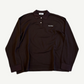 Miu Miu dark brown cotton pique longsleeve polo with two-button placket and embroidered Miu Miu chest logo