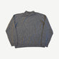 Miu Miu heather gray cashmere polo sweater back view, plain knit with ribbed cuffs and hem