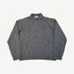 Miu Miu heather gray cashmere polo sweater with small embroidered Miu Miu logo on chest
