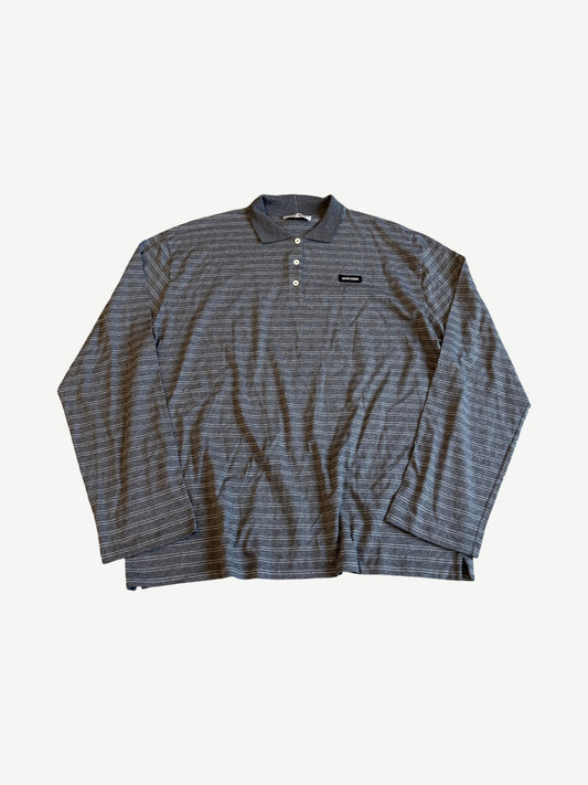 Miu Miu Gray Striped Cotton Jersey Polo