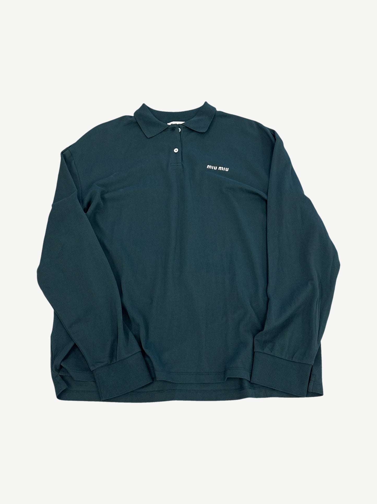 Miu Miu Green Cotton Pique Longsleeve Polo