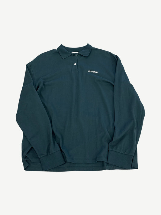 Miu Miu Green Cotton Pique Longsleeve Polo