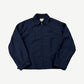 Miu Miu navy mohair wool blouson jacket with tonal embroidered logo, point collar and zip front.
