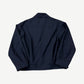Miu Miu navy blouson jacket back view in mohair wool with clean yoke seam and button cuffs.