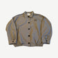 Miu Miu olive green micro check blouson jacket with button placket, collar and embroidered chest logo.