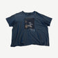 Paly Hollywood faded navy distressed tee with Go Ask Alice Anonymous front text and worn collar.