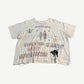 Paly Hollywood off-white distressed tee front with PALY text, black cat, Invocation of My Demon Brother bedazzled graphic.