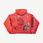 Paly Hollywood Chelsea Hotel hoodie back view in faded coral with I REMEMBER text and scribbled tattoo-style prints.