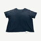 Paly Hollywood Cry For Me tee back view in faded black cotton with raw distressed hem and boxy oversized fit.