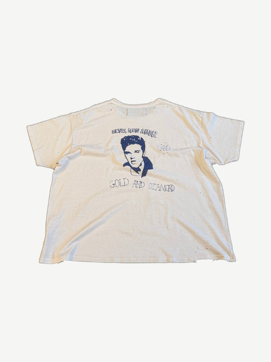 Paly Hollywood Elvis Mon Amor tee back with blue Elvis portrait print and Gold and Diamond text graphic