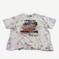 Paly Hollywood Holy Family purple tie dye tee with Tragedy Paradise rainbow Holy Family graphic print