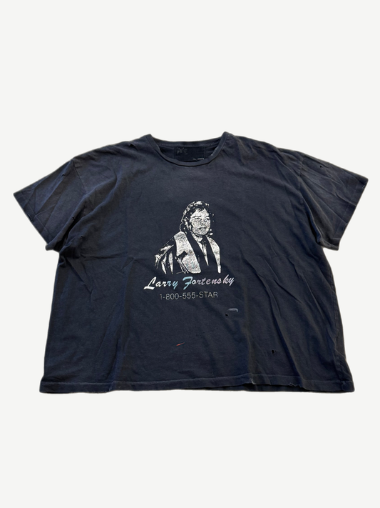 Paly Hollywood faded black Larry Fortensky 4 Life tee with vintage portrait print and 1-800-555-STAR text