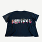 Paly Hollywood navy tee back with Rodney portrait photo letter blocks in pink across shoulders