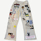 Paly Hollywood Movie Madness sweatpants in heather gray with collaged movie patches and scribbles.