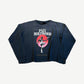 Paly Hollywood faded navy longsleeve tee with Myra Breckenridge dancer red circle graphic and distressed hem