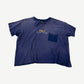 Paly Hollywood navy boxy tee front with yellow Paly chest logo and tonal patch detail.