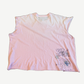 Paly Hollywood pink sleeveless cutoff tee back view with blank body and raw cut armholes and hem.