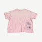 Paly Hollywood pink tee back view with hand-drawn scribble Movie Stars graphic at lower right hem