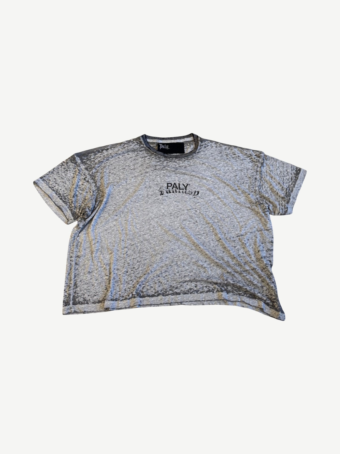 Paly Hollywood heather grey cotton tee with small old-english Paly chest logo and crew neck collar.