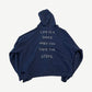 Paly Hollywood Treatment Center hoodie back in faded navy with studded Life Is A Dance When You Take The Steps text.