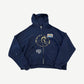 Paly Hollywood Treatment Center zip up hoodie in distressed navy with One Day At A Time print and rainbow patch.