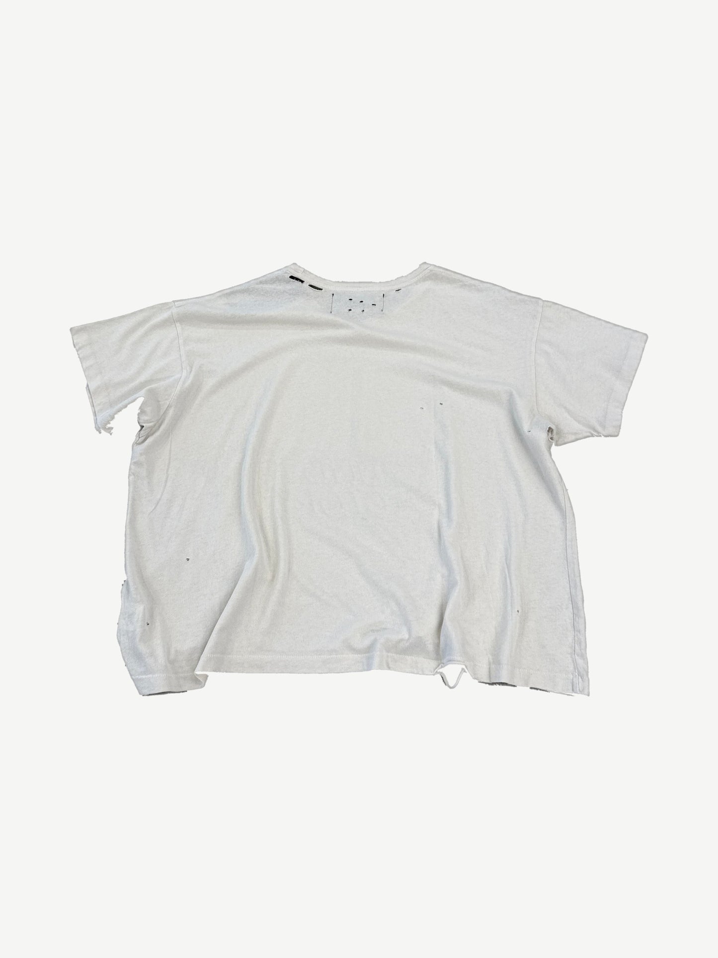 Paly Hollywood Bound for Glory white tee back view with distressed cotton and visible Paly stitch tag