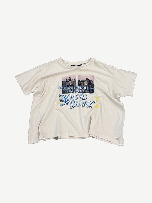 Paly Hollywood vintage white Bound for Glory tee with distressed holes and Hal Ashby film photo print