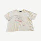 Paly Hollywood cream tee with We Love You Bitch hand-drawn faces print and paint splatter