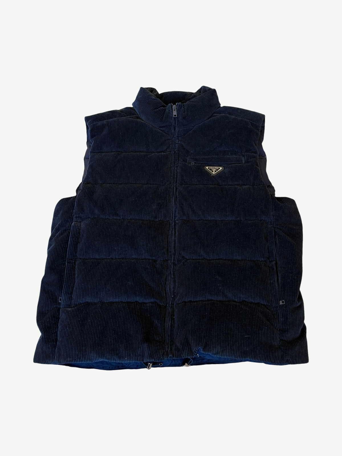Prada Navy Blue Corduroy Padded Down Vest