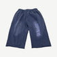GV Gallery navy fleece cutoff sweat shorts with Raspberry Hills script embroidery on left thigh, front view
