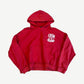 HMDD red Chim Reapers hoodie with cropped boxy fit, kangaroo pocket and chest reaper varsity logo.