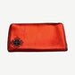 Chrome Hearts red metallic leather long zip wallet front with black plus cross patch in corner