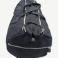 Chrome Hearts black nylon duffle end view showing cross button hardware and reinforced leather corner panel