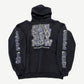 Balenciaga black oversized hoodie with rhinestone See Now Buy Now chest print and Sell In Sell Out sleeves