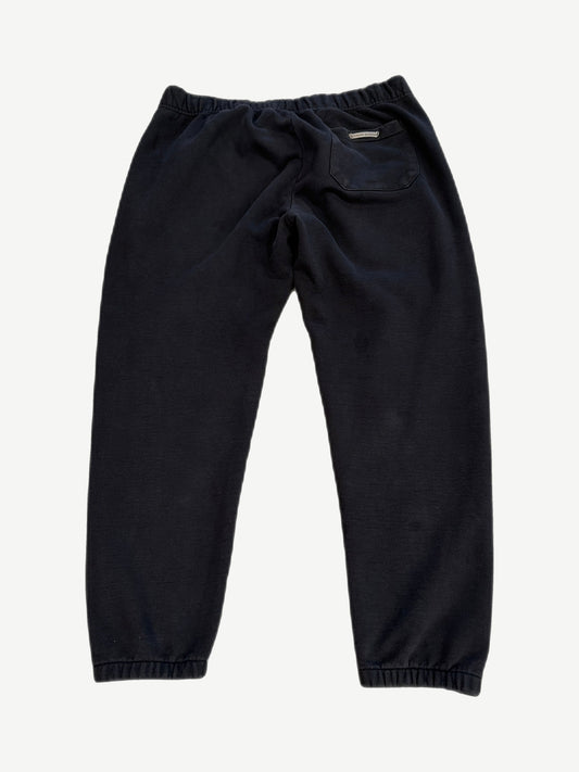 Chrome Hearts black Paper Jam sweatpants back view with rear pocket and woven scroll label
